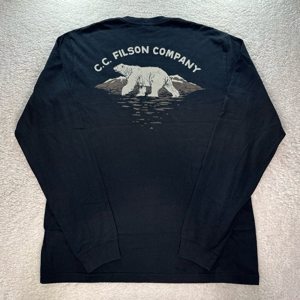 Filson Long Sleeve Pioneer Graphic T-Shirt - Black/Polar Bear - L - Made in USA